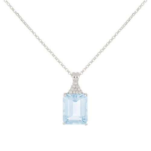18 kt white gold necklace with aquamarine and diamonds - CD657/AC-LB