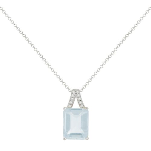 18 kt white gold necklace with aquamarine and diamonds - CD658/AC-LB
