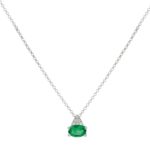18kt white gold necklace with diamonds and central heart cut precious stone - CD668