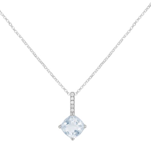 18 kt white gold necklace with aquamarine and diamonds - CD669/AC-LB