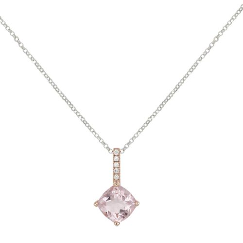 18 kt gold necklace, with Morganite and Diamonds - CD669/MO-LH