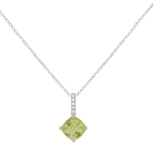 Necklace in 18kt white gold with diamonds and central precious stone - CD669/