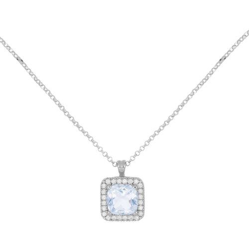 18 kt white gold necklace with aquamarine and diamonds - CD670/AC-LB