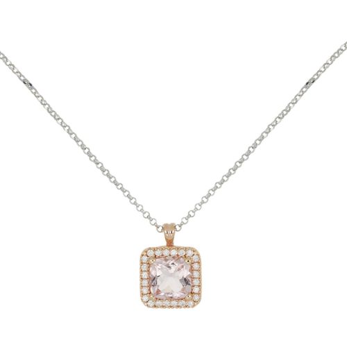 18 kt gold necklace, with Morganite and Diamonds - CD670/MO-4H