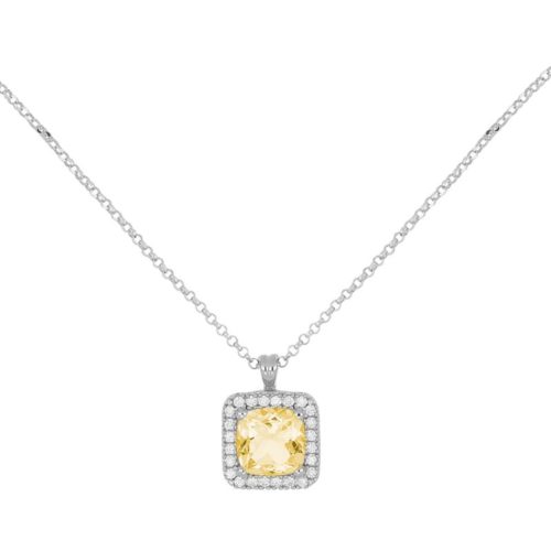 Necklace in 18kt white gold with diamonds and central precious stone - CD670/