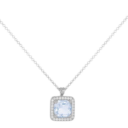 18 kt white gold necklace with aquamarine and diamonds - CD671/AC-LB