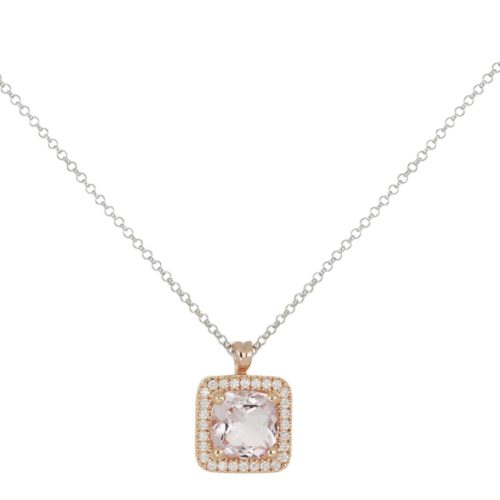 18 kt gold necklace, with Morganite and Diamonds - CD671/MO-LH