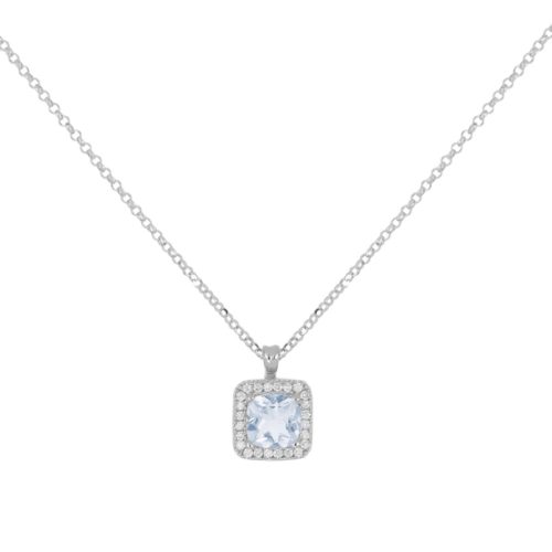 18 kt white gold necklace with aquamarine and diamonds - CD672/AC-LB