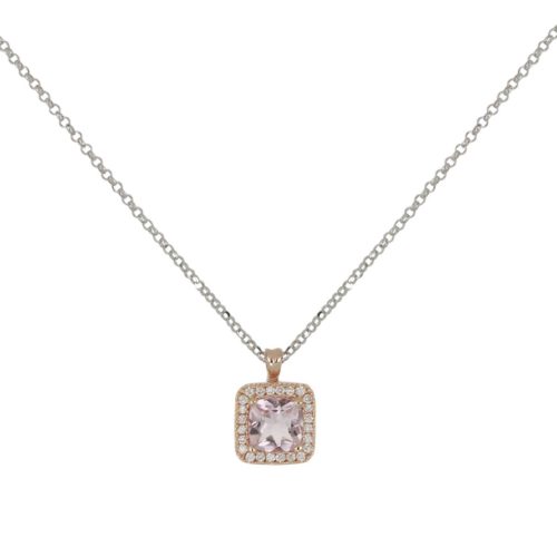 18 kt gold necklace, with Morganite and Diamonds - CD672/MO-LH