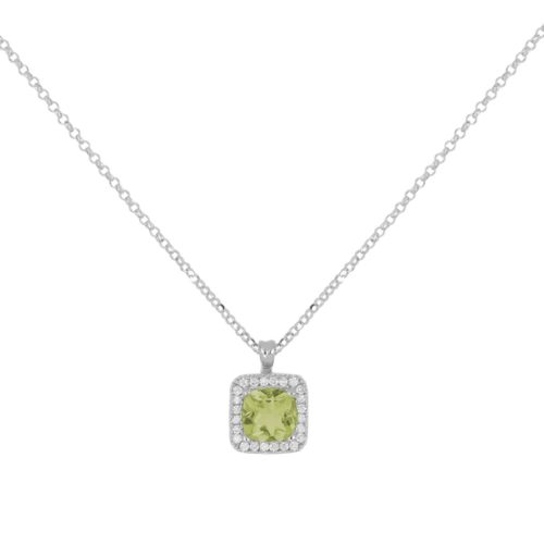 Necklace in 18kt white gold with diamonds and central precious stone - CD672/