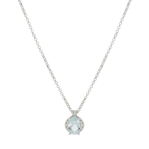 Necklace in 18 kt white gold, with aquamarine and diamonds - CD680/AC-LB