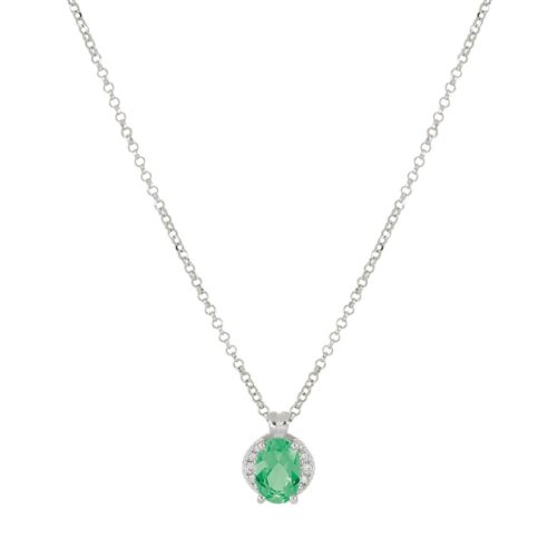 Necklace in 18kt white gold with diamonds and a central heart-cut gemstone - CD680