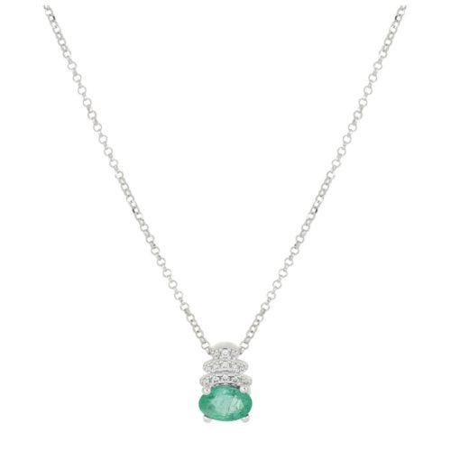 Necklace in 18kt white gold with diamonds and a central heart-cut gemstone - CD681