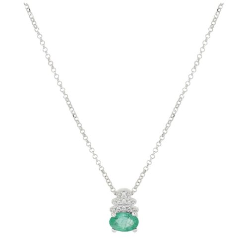 Necklace in 18kt white gold with diamonds and a central heart-cut gemstone - CD681