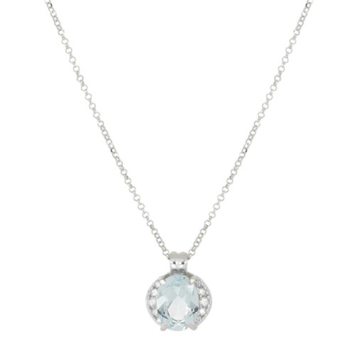 Necklace in 18 kt white gold, with aquamarine and diamonds - CD685/AC-LB
