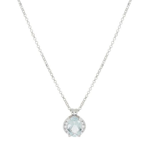 Necklace in 18 kt white gold, with aquamarine and diamonds - CD686/AC-LB
