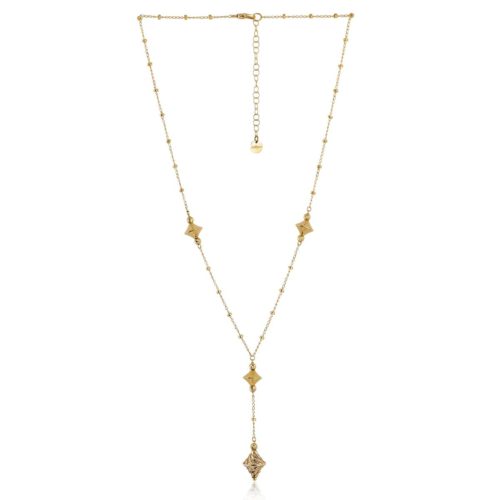 Ipsilon chain necklace with 18kt two-tone gold elements - CEA3264-LN