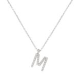 Necklace in 18kt white gold, with customizable initial in diamonds - CFF037