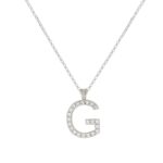 Necklace in 18kt white gold, with customizable initial in diamonds - CFF038