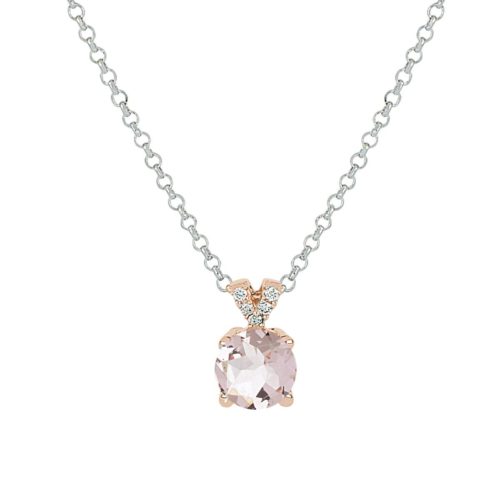 Necklace with diamonds and morganite