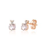 Gold earrings with diamonds and morganite