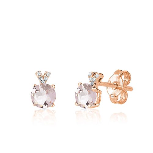 Gold earrings with diamonds and morganite