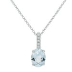 Necklace with diamonds and aquamarine