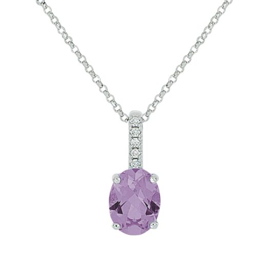 Necklace with diamonds and central precious stone