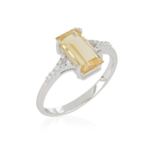 Gold ring with diamonds and precious stone