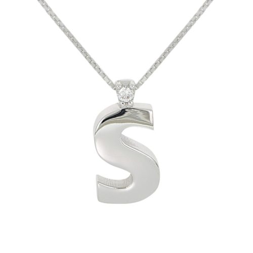 18 kt gold necklace with initial with diamond