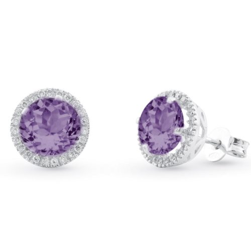 18 kt white gold earrings, with diamonds and central semiprecious stone - OD195/