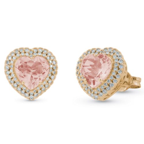 18 kt rose gold earrings, with heart morganite and diamonds - OD248/MO-LR