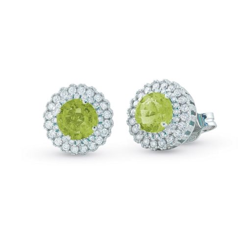 18 kt white gold earrings, with diamonds and central semiprecious stone - OD250/