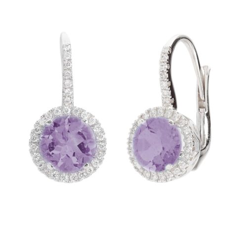 18 kt white gold earrings, with diamonds and central semiprecious stone - OD318/
