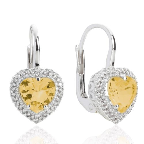 18 kt white gold earrings, with diamonds and central semiprecious stone - OD324/