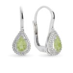 18 kt white gold earrings, with diamonds and central semiprecious stone - OD326/