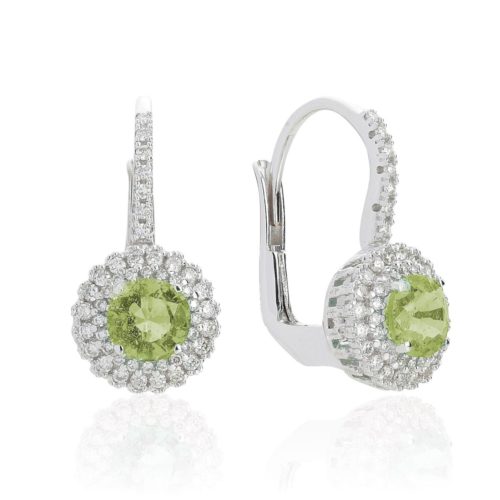 18 kt white gold earrings, with diamonds and central semiprecious stone - OD330/