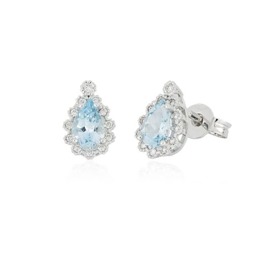 18 kt white gold earrings, with aquamarine and diamonds - OD349/AC-LB