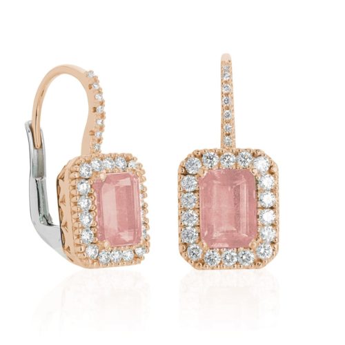 18kt gold earrings with Morganite and diamonds - OD449/MO-LH