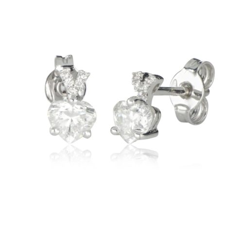 18 kt white gold earrings, with heart cut diamonds - OD466/DB-LB