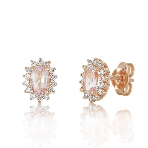 Gold earrings with morganite and diamonds - OD498/MO-LR