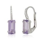 18 kt white gold earrings, with diamonds and central precious stone - OD508/