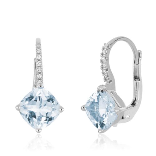 18 kt white gold earrings, with aquamarine and diamonds - OD520/AC-LB
