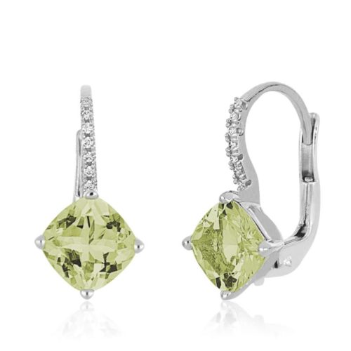 Earrings in 18 kt white gold, with diamonds and central precious stone - OD520/