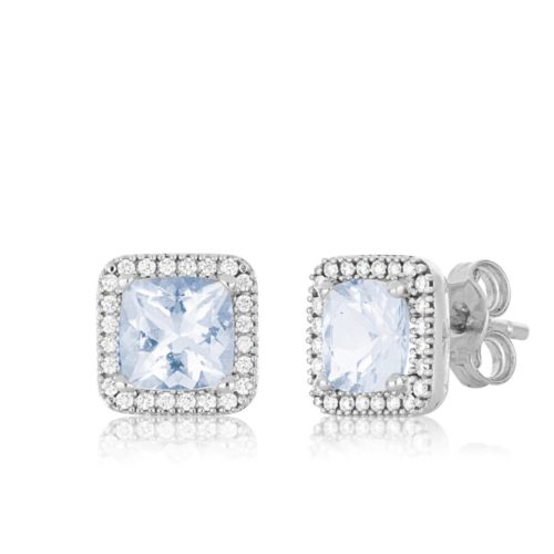18 kt white gold earrings, with aquamarine and diamonds - OD521/AC-LB