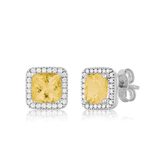 Earrings in 18 kt white gold, with diamonds and central precious stone - OD521/