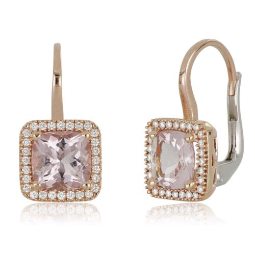 18 kt gold earrings, with Morganite and Diamonds - OD522/MO-LH