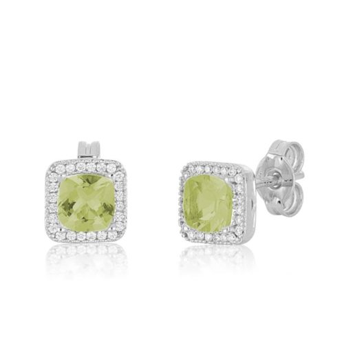 Earrings in 18 kt white gold, with diamonds and central precious stone - OD523/