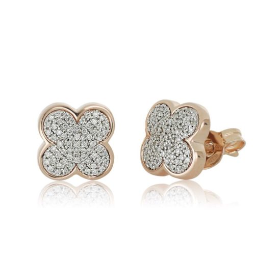 Flower Earrings in Gold with Diamonds - OD525/DB