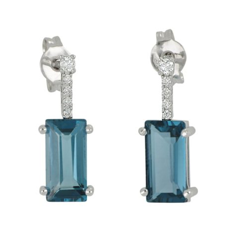 18 kt white gold earrings, with diamonds and central precious stone - OD526/